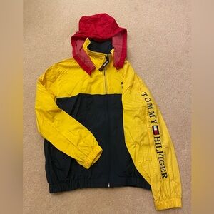VINTAGE Tommy Hilfiger Red, Yellow, and Black Windbreaker